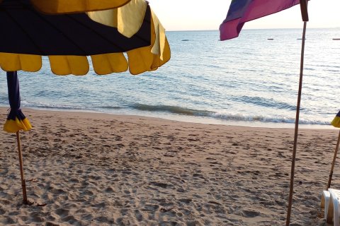 Plage et offrandes thaïlandaises